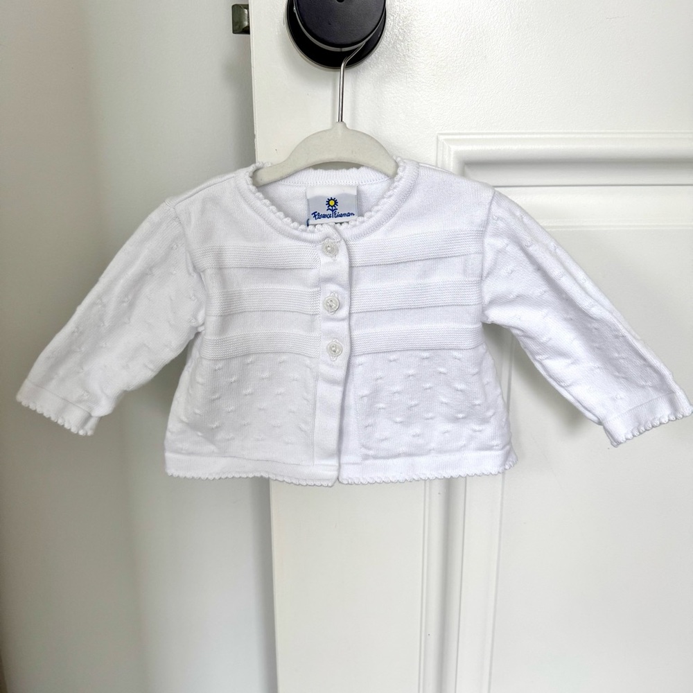 Florence Eiseman Toddler Girl White Knit Cardigan Sweater, Size 18 Months